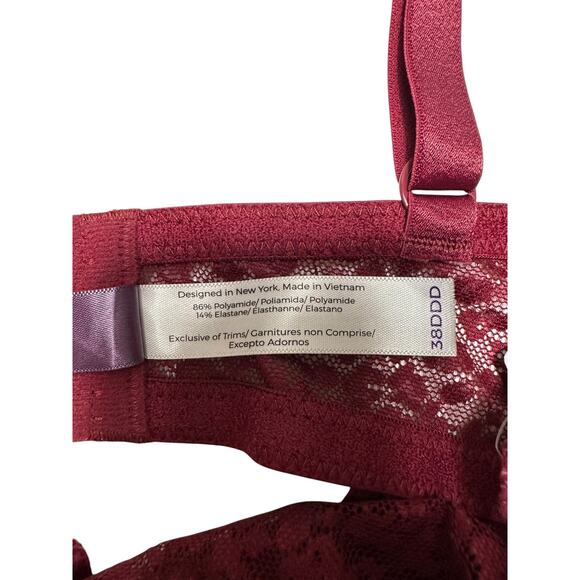 NWT Adore Me Burgundy Lace Bustier Corset With Garters Size 38DDD - Picture 10 of 11